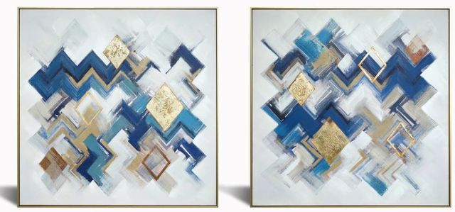 Classy Art 2-Piece Style 15 Hand Painted Textured Canvas in Frame Wall Art Set-1