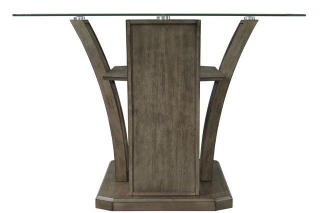 Elements International Dapper Glass Top Rectangle Counter Table with Gray Base-2