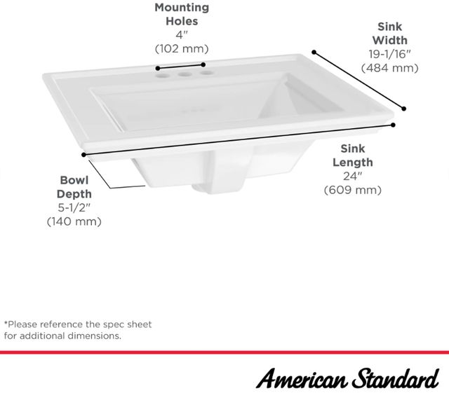 American Standard Town Square® S White Drop-In Sink with 4" Centerset-3