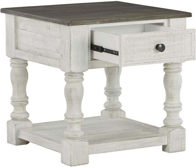 Signature Design by Ashley® Havalance Gray End Table with White Base-2