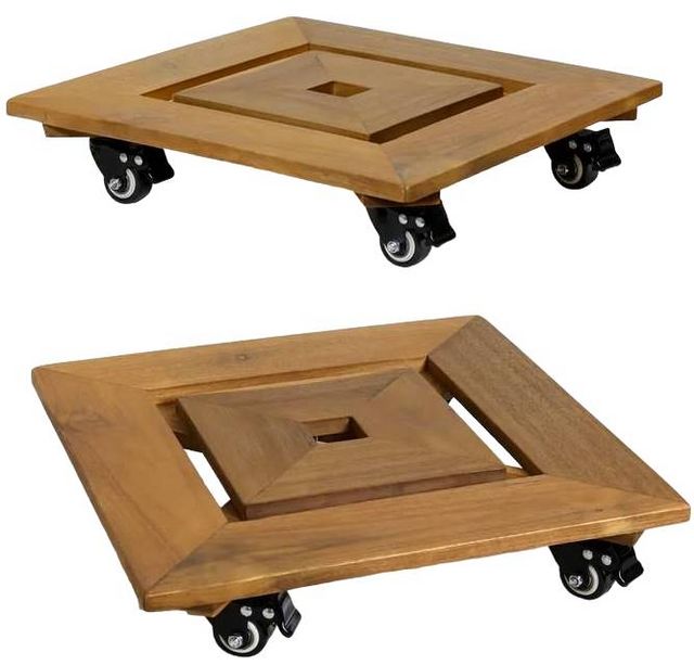 StyleCraft Brown Square Plant Caddies-2