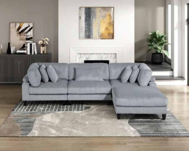 Homelegance® Robstown 4-Piece Gray Modular Sectional with Ottoman-1