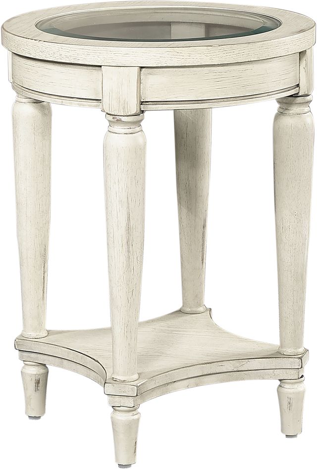 aspenhome® Radius Alabaster Round Chairside Table with Glass Insert -0