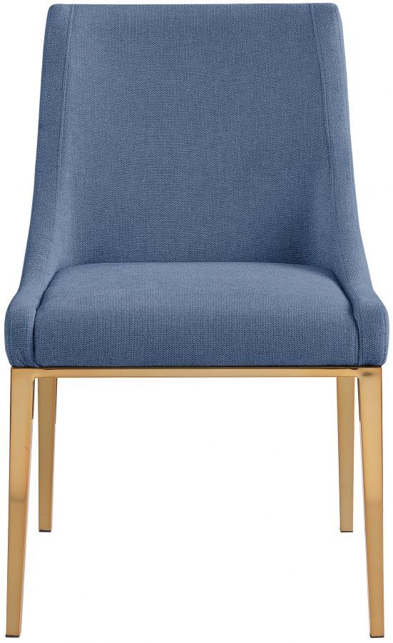Meridian Furniture Haines 2-Piece Brushed Navy/Gold Linen Dining Chair Set-2