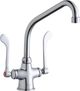 Elkay Chrome Single Hole Concealed Deck Faucet with 8" High Arc Spout and 6" Wristblade Handles-0