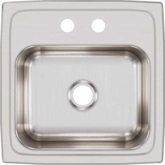 Elkay Lustertone® Lustrous Satin 15" x 15" 2-Hole Single Bowl Drop-in Bar Sink-0