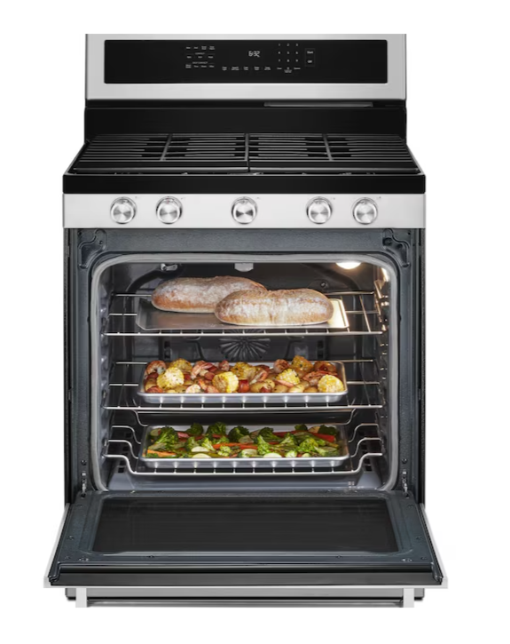 KitchenAid 30 in 5 Burners 5.8 cu ft Self cleaning Convection Oven Freestanding Natural Gas Range Stainless Steel with Printshield Finish K A Appliance Lancaster and Willow Street PA