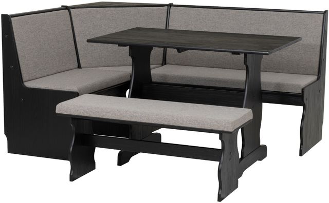 Linon Sierra 3-Piece Black/Gray Upholstered Nook Dining Set-0