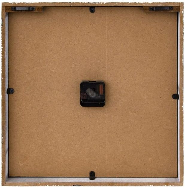 YHD Distressed White Square Wooden Wall Clock-3