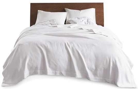 Olliix by Madison Park 100% Certified Egyptian Cotton White Twin Blanket-1