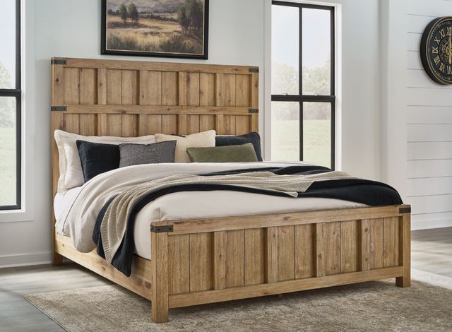 Signature Design by Ashley® Ridgester Light Brown California King Panel Bed-1