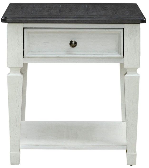 Liberty Furniture Allyson Park Charcoal End Table with Wirebrushed White Base-2