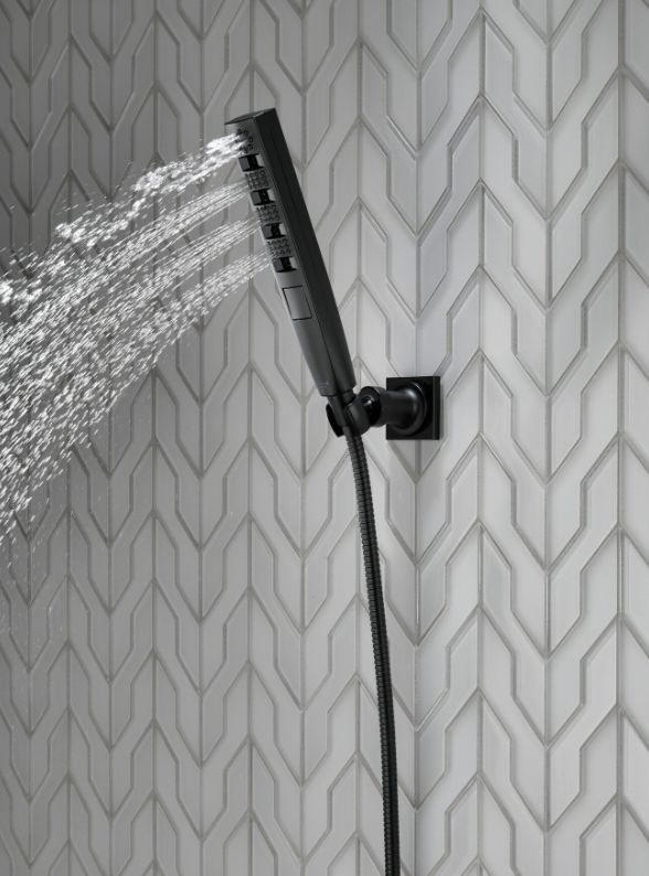 Delta Universal Showering Matte Black H2Okinetic® 4-Setting Wall Mount Hand Shower-2