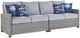 Signature Design by Ashley® Naples Beach 2-Piece Light Gray Fabric/Wicker Outdoor Sectional Loveseat-0