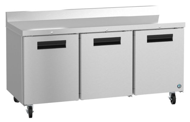 Hoshizaki Steelheart® 72" 21.3 Cu. Ft. Stainless Steel Three Section Worktop Refrigerator with Lock-2