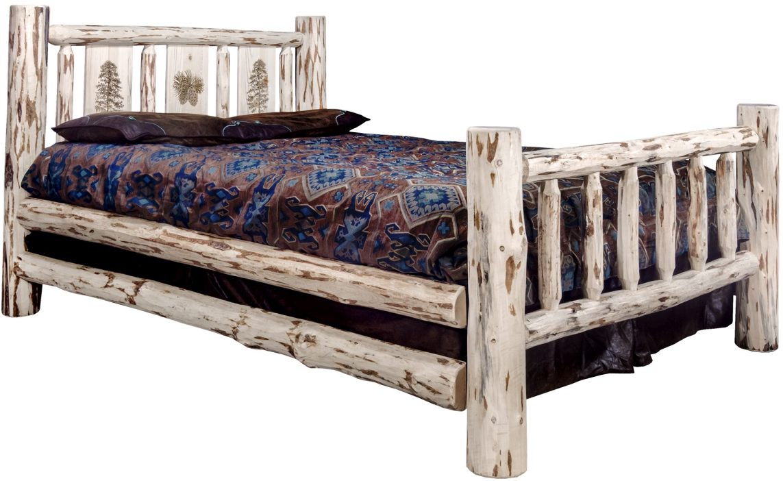 Montana Woodworks® Montana Collection Ready to Finish California King Bed with Laser Engraved Pine Tree Design