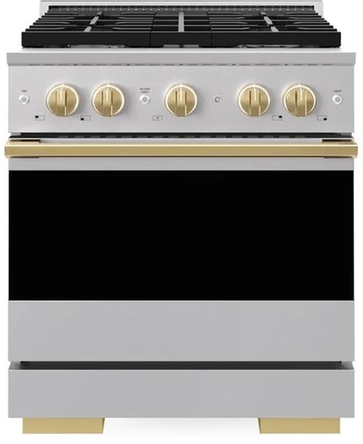 ZLINE Marino 30" Stainless Steel Pro Style Gas Range with Polished Gold Accents-0