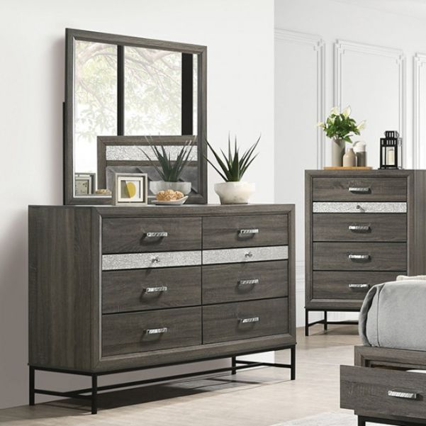 Furniture of America® Voleta 4-Piece Gray Queen Bedroom Set-3