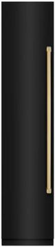 ZLINE Autograph Edition 18 in. 8.6 Cu. Ft. Left Hinge Column Freezer in Black Stainless Steel with Graphite Gray Interior and Polished Gold Accents-0
