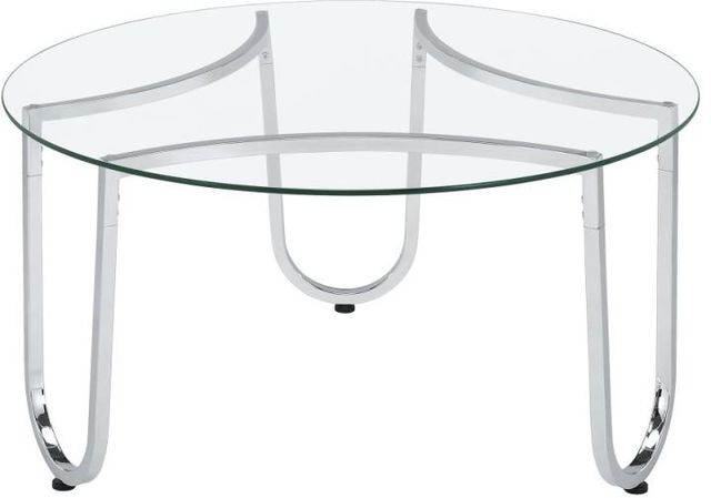 Coaster® Beller Round Tempered Glass Top Coffee Table with Chrome Base-3