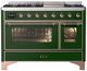 Ilve® Majestic III 48" Emerald Green Pro Style Dual Fuel Liquid Propane Range with Triple Glass Door and Copper Trim-0