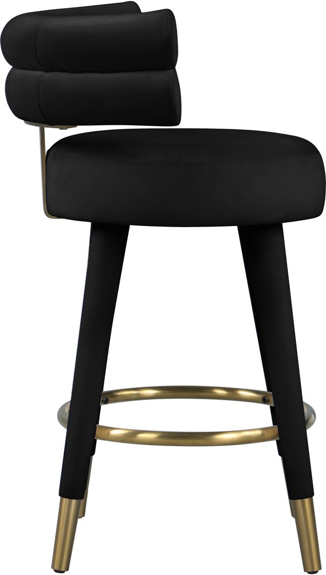 Meridian Furniture Fitzroy 2-Piece Black Velvet Counter Stools-3