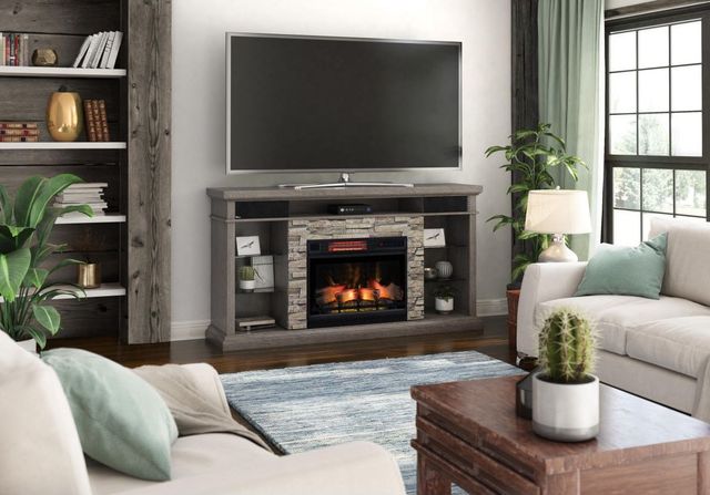 ClassicFlame® Ellistone Weathered Gray TV Stand with Electric Fireplace and Bluetooth Compatibility -1