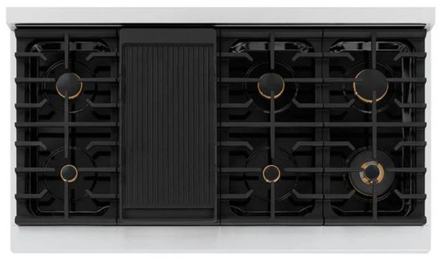 ZLINE Autograph Edition Paramount 48" Stainless Steel/Champagne Bronze Helix Handle Freestanding Double Oven Gas Range with 8 Burner Cooktop-3