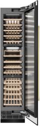 ZLINE Autograph Edition 18 in. 9 Cu. Ft. Triple Zone 68 Bottle Right Hinge Column Wine Cooler in Black Stainless Steel with Polished Gold Accents-1