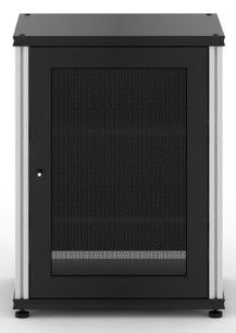 Salamander Designs® Synergy System Black Oak 1-Door AV Cabinet with Aluminum Post-1