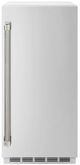 ZLINE Autograph Edition Touchstone 15" 75 lbs. Stainless Steel Door with Polished Nickel Helix Handle Clear Cube Ice Maker with Drain Pump -0