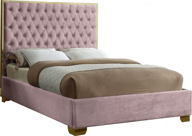 Meridian Furniture Lana Pink King Upholstered Panel Bed-0