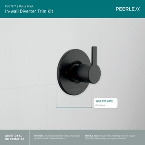 Peerless Flute™ Matte Black In-wall Diverter Trim-2