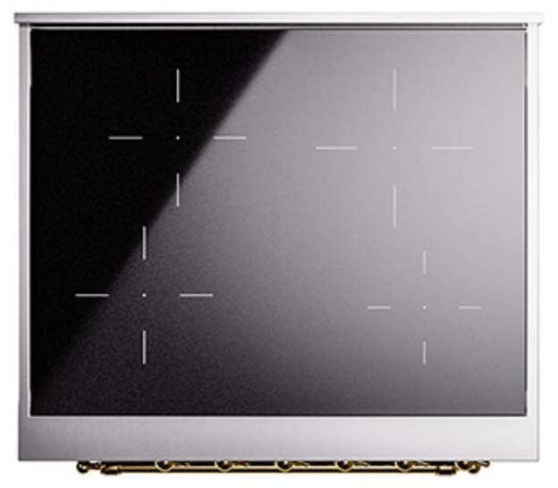 Ilve® Nostalgie II Noblesse 30'' Blue Gray Pro Style Induction Range with Brass Trim-2