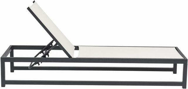 Meridian Furniture Maldives Cream/Dark Gray Aluminum Outdoor Patio Adjustable Lounge Chair-2