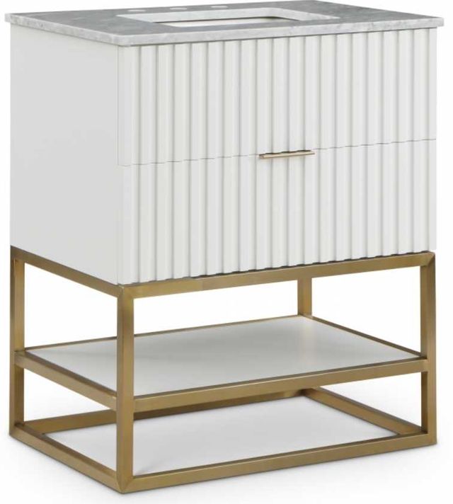 Meridian Furniture Monad Brushed Gold/White 30" Bathroom Vanity-0