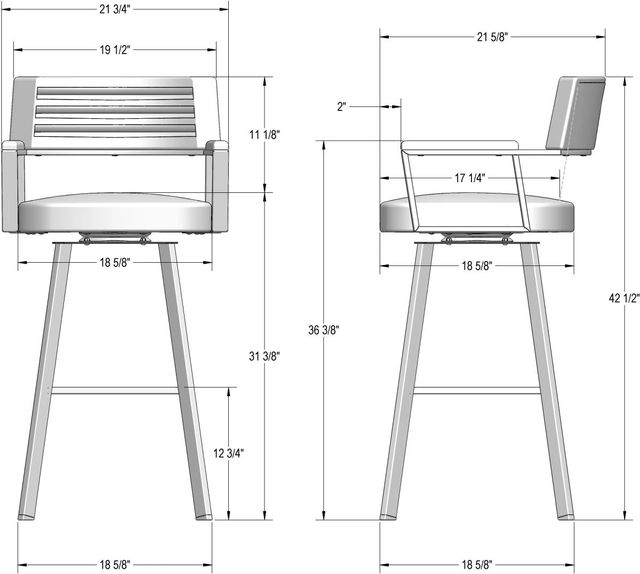 Amisco Customizable Albert Swivel Bar Stool with Upholstered Seat and Backrest-1