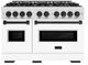 ZLINE Classic Autograph Edition 48" Satin Stainless Steel Pro Style Gas Range with White Matte Door and Matte Black Accents-0