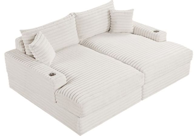 Furniture of America® Tavedestrand White Double Chaise Sofa-2