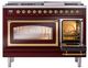 Ilve® Nostalgie II Noblesse 48'' Burgundy Pro Style Dual Fuel Range with Brass Trim-4