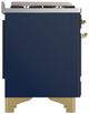 Ilve® Majestic III 48" Midnight Blue Pro Style Dual Fuel Natural Gas Range with French Top and Brass Trim-4