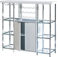 Coaster® Gallimore Glossy White/Chrome Bar Cabinet