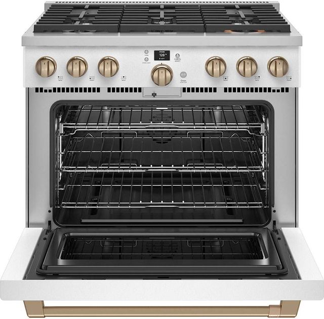 Café™ 36" Matte White Pro Style Gas Range-1