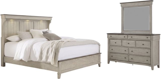 Liberty Furniture Ivy Hollow 3-Piece Dusty Taupe/Weathered Linen Queen Mantel Bedroom Set-0