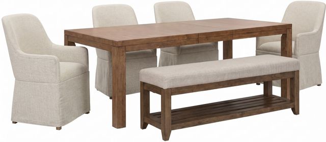 Liberty Furniture Shaker Lakes 6-Piece Harvest Brown/Taupe Rectangular Table Set-0