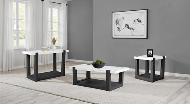 Furniture of America® Sundbry White Sofa Table with Black Base-1