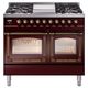 Ilve® Nostalgie II Noblesse 40'' Burgundy Pro Style Dual Fuel Range with Burnished Trim-0