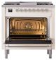 Ilve® Nostalgie II Noblesse 36'' Antique White Pro Style Dual Fuel Range with Chrome Trim-1