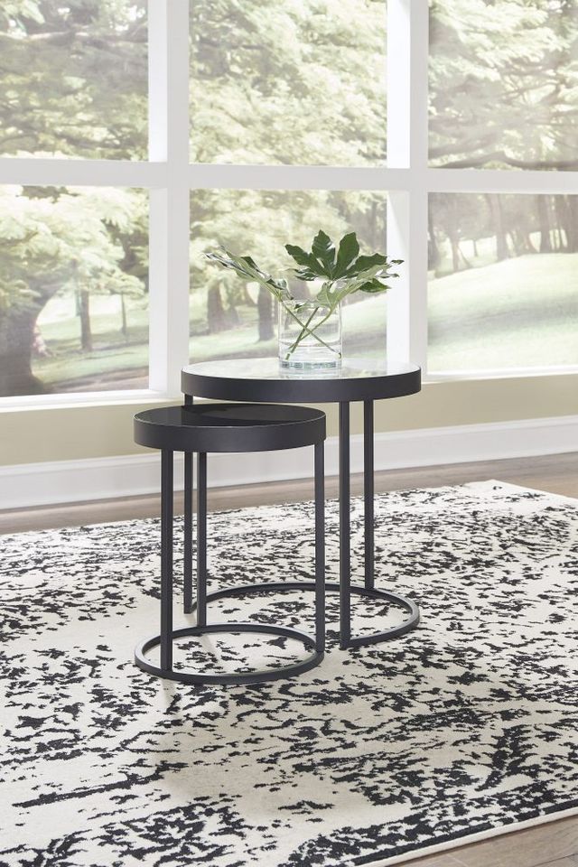 Signature Design by Ashley® Windron 2-Piece White Nesting End Table Set with Black Metal Base-3
