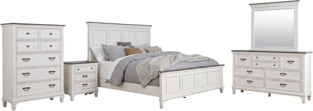 Liberty Furniture Allyson Park 5-Piece Charcoal/Wirebrushed White King Panel Bed Set-0